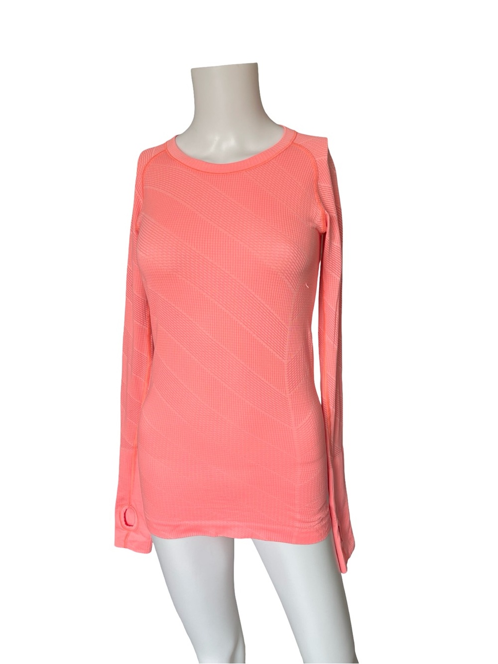 Lululemon Swiftly Tech Long Sleeve Athletic Top Pink Stripes Womens Size 4